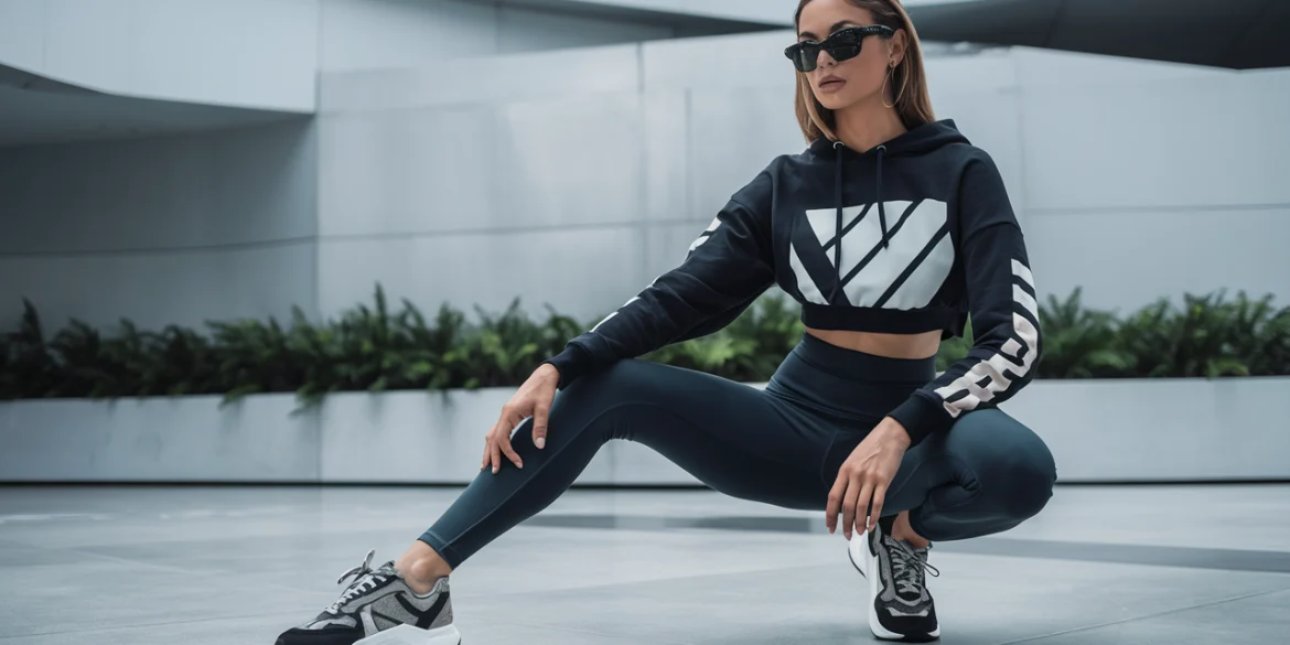 donna con completo athleisure