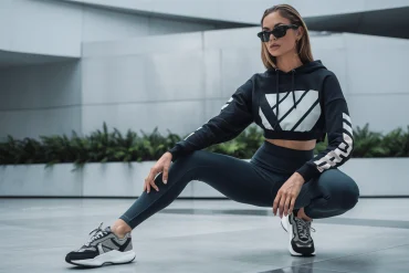 donna con completo athleisure