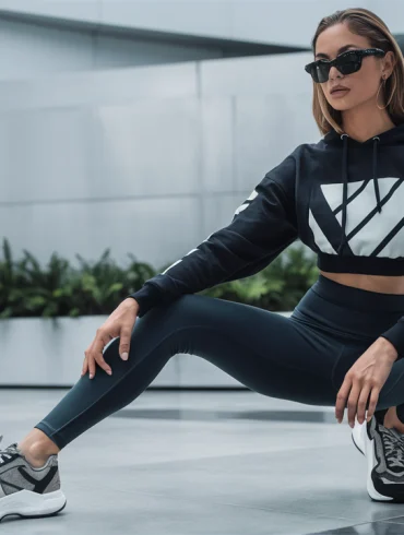 donna con completo athleisure